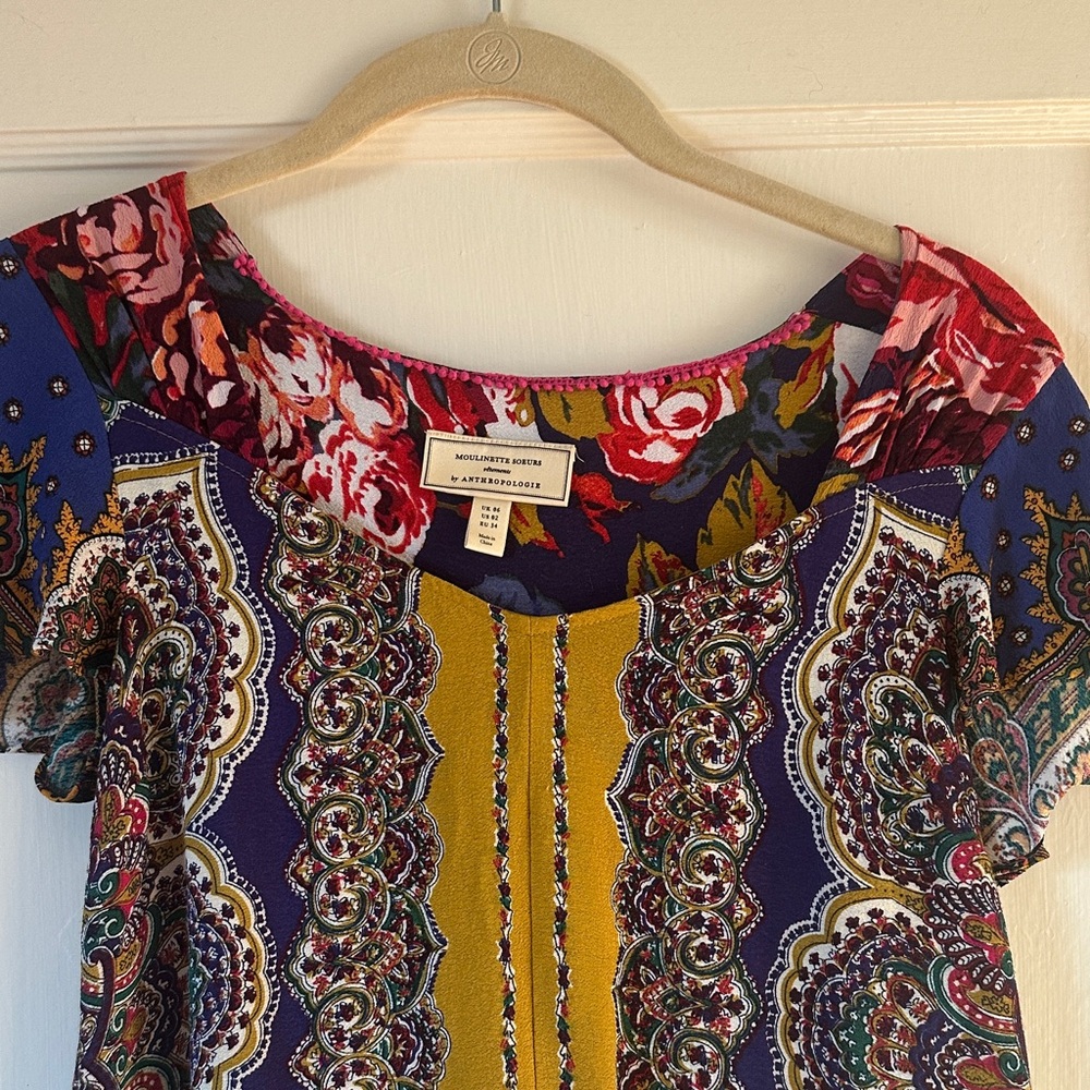 Anthropologie Colorful Floral Paisley Blouse